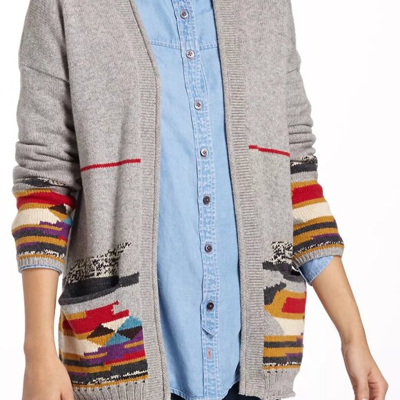 SPARROW S Grey Open Concept Merino Wool Cardi Capitana Cardigan - Picture 2 of 7